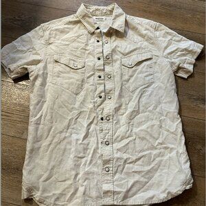Taylor Stitch The Western Linen Short Sleeve Shirt pearl snap cream - Size 40